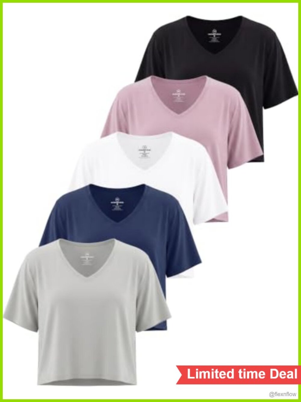 5 Pack V Neck Crop Tops Short Sleeve Athletic Workout Gym Shirts